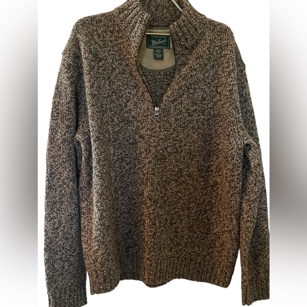 Woolrich men’s zip up mock t neck marled knit Sz L never worn NWOT